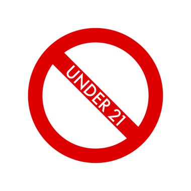 Under 21 age restriction, adults only empty prohibition sign. No symbol, do not sign, circle backslash symbol, nay, prohibited symbol, dont do it symbol isolated on white. Vector illustration. clipart