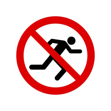 No running prohibition sign. No symbol, do not sign, circle backslash symbol, nay, prohibited symbol, dont do it symbol isolated on white. Vector illustration. clipart