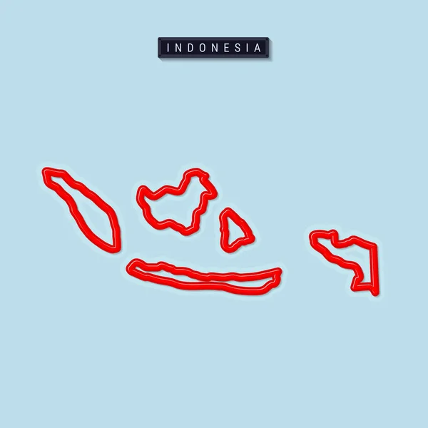 Endonezya Nın Cesur Ana Hat Haritası Yumuşak Gölgeli Parlak Kırmızı — Stok Vektör