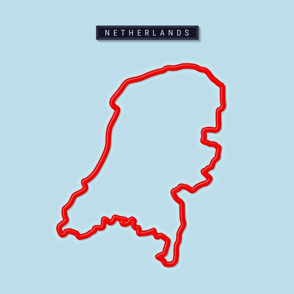 Hollandia Hollandia Félkövér Vázlatos Térkép Fényes Vörös Szegély Lágy Árnyékkal — Stock Vector