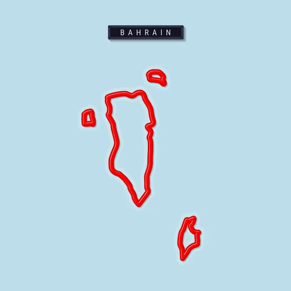 Fette Umrisskarte Von Bahrain Glänzend Roter Rand Mit Weichem Schatten — Stockvektor
