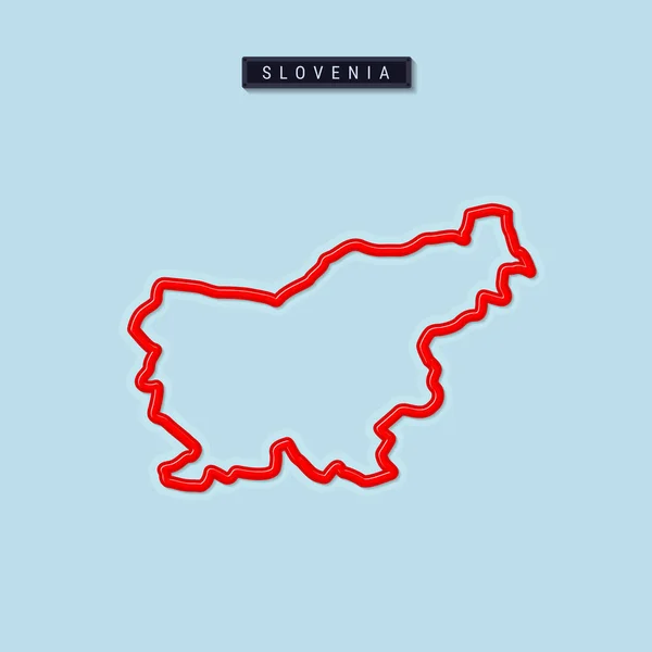 Eslovenia Mapa Contorno Negrita Frontera Roja Brillante Con Sombra Suave — Archivo Imágenes Vectoriales