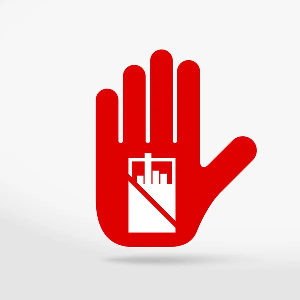 Tabaksverbod Stop Hand Pictogram Geen Symbool Stopteken Verboden Symbool Geïsoleerd — Stockvector