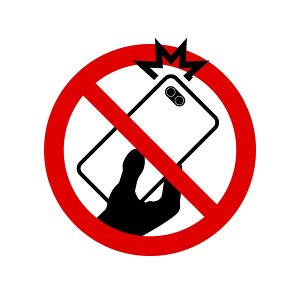 スマートフォンのフラッシュ禁止記号はありません いいえシンボル 署名しないでください サークルバックスラッシュシンボル 禁止されたシンボルは 白に隔離されたシンボルをしないでください ベクターイラスト — ストックベクタ