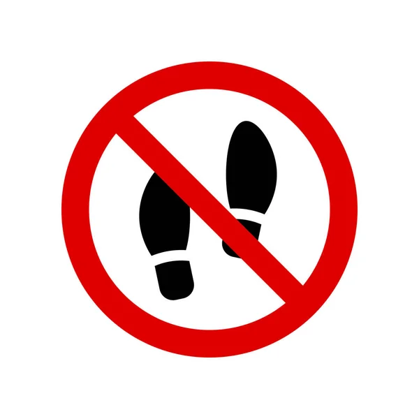 没有禁止步行的标志 没有鞋子的符号 不要签名 环后斜杠符号 禁止的符号 不要把它孤立在白色的符号上 矢量说明 — 图库矢量图片