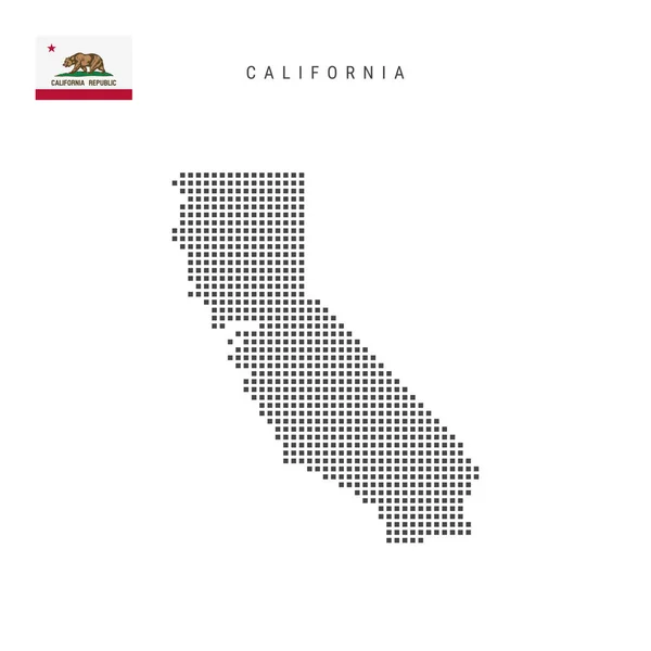 Vierkante Stippen Patroon Kaart Van Californië Dotted Pixel Kaart Met — Stockvector