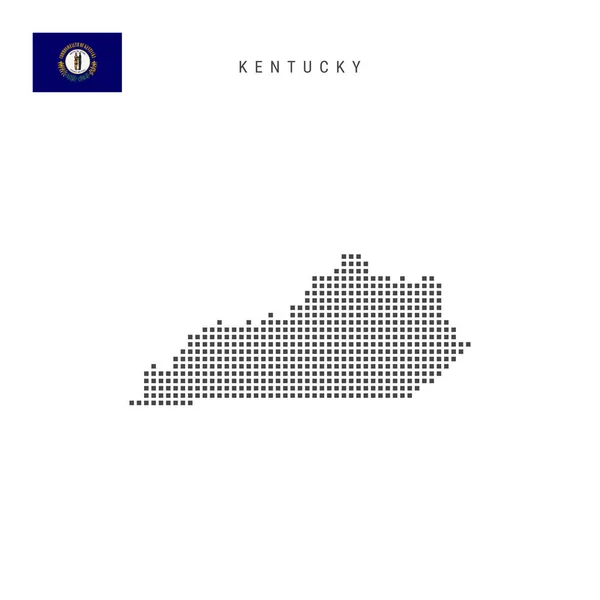Mapa Patrón Puntos Cuadrados Kentucky Mapa Píxeles Punteados Con Bandera — Vector de stock
