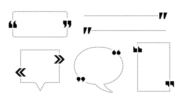 Zitatkastenrahmen Gesetzt Kommentarblase Nachrichtengrenze Zitatbox Anführungszeichen Flache Vektordarstellung Isoliert Auf — Stockvektor