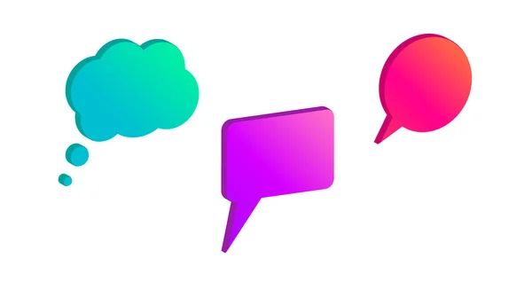 Dialogue Speech Bubles Modern Gradient Vector Illustration Square Thought Cloud — Stock Vector