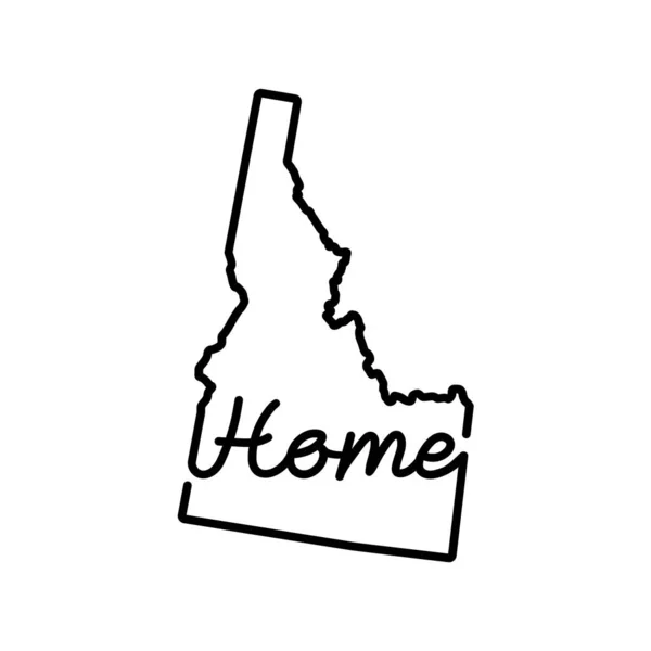 Idaho State Outline Map Avec Mot Home Manuscrit Dessin Continu — Image vectorielle