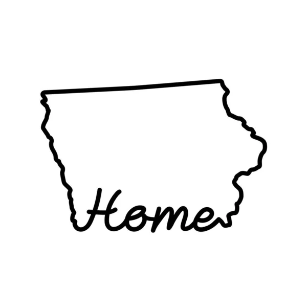 Iowa Eua Estado Esboço Mapa Com Palavra Home Manuscrito Desenho —  Vetores de Stock