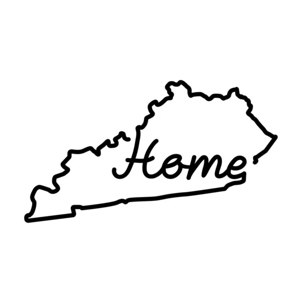 Kentucky Amerikaanse Staat Schema Kaart Met Handgeschreven Home Woord Continue — Stockvector