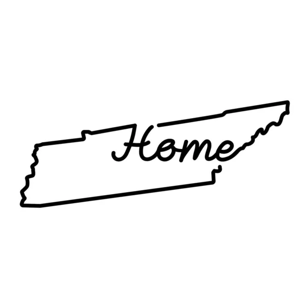 Tennessee US state outline map with the handwritten HOME word. Continuous line drawing of patriotic home sign — Stock Vector