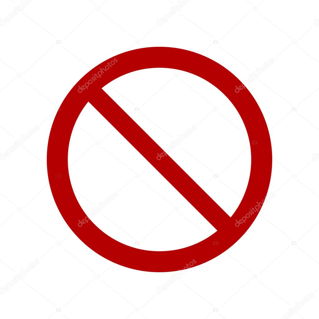 Empty prohibition sign. No symbol, do not sign, circle backslash symbol, nay, interdictory circle, prohibited symbol, dont do it symbol isolated on white. Vector illustration.