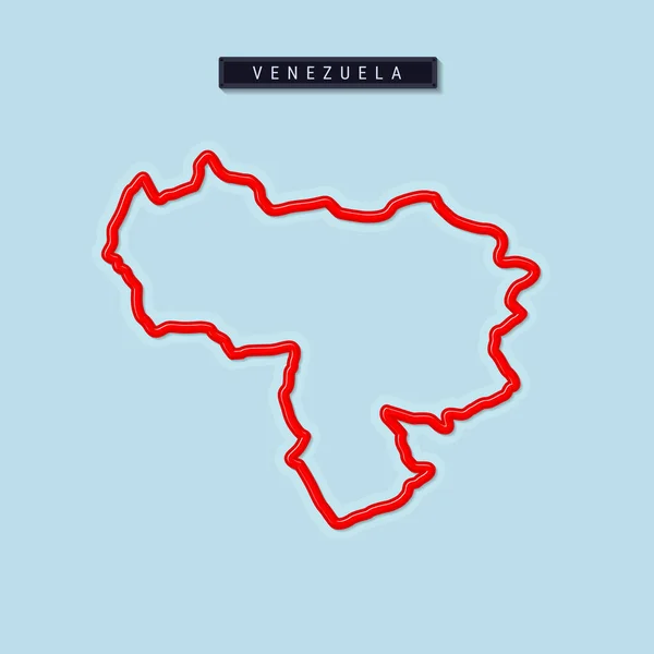 Venezuela Kühne Umrisskarte Glänzend Roter Rand Mit Weichem Schatten Länderkennzeichen — Stockvektor