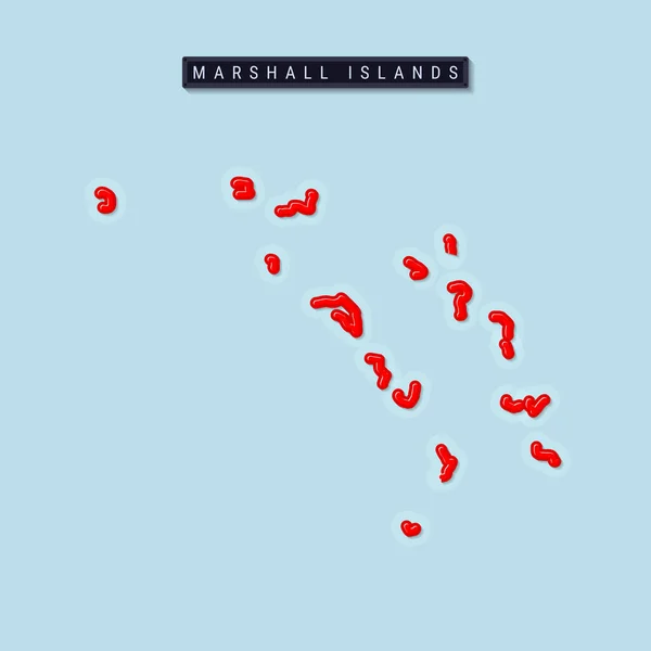 Fette Umrisskarte Der Marshall Inseln Glänzend Roter Rand Mit Weichem — Stockvektor