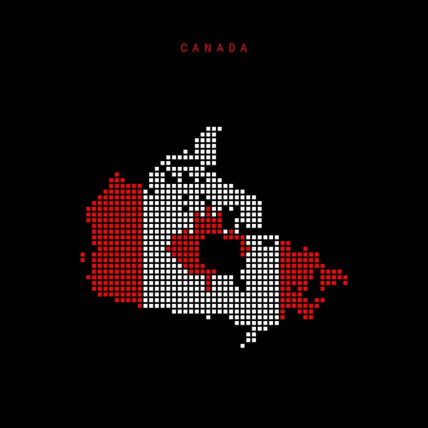 Quadratische Punktemusterkarte Von Kanada Gepunktete Pixelkarte Mit Nationalflaggenfarben Isoliert Auf — Stockvektor
