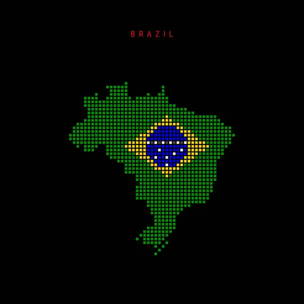 Mapa Patrón Puntos Cuadrados Brasil Mapa Píxeles Punteados Con Colores — Archivo Imágenes Vectoriales