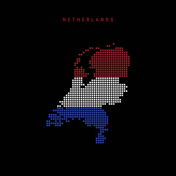Négyzet Alakú Pontok Minta Térkép Hollandia Pöttyös Pixel Térkép Nemzeti — Stock Vector