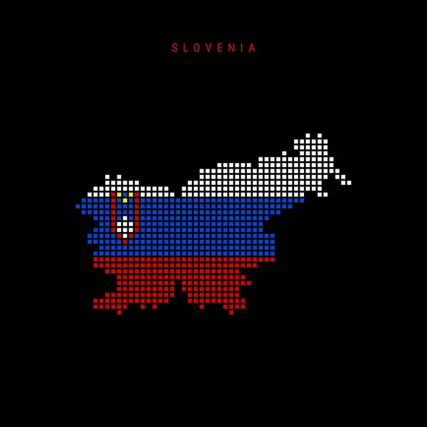 Квадратні Точки Відображення Словенії Розміщена Піксельна Карта Національними Кольорами Прапора — стоковий вектор