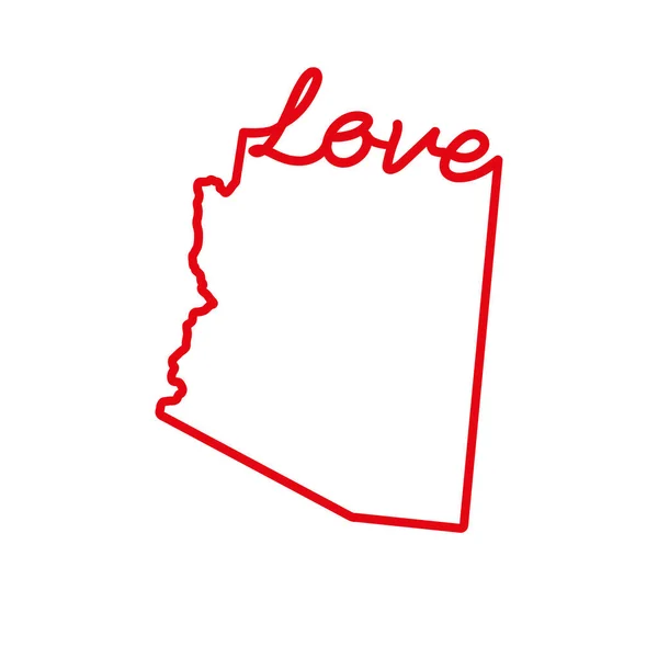 Arizona Stati Uniti Mappa Contorno Rosso Con Parola Scritta Mano — Vettoriale Stock