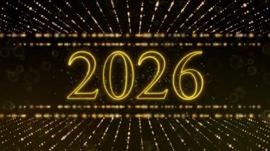 2026 Neon Olayının Dinamik Hareket Parçacıkları ve Parlayan Işıklar Arkaplanı