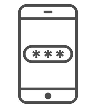 Şifreli parola doğrulamalı sahte telefon. İki Faktör Yetkilendirmesi veya Çok Katlı Yetkilendirme veya Bir Zamanlık OTP simgesi.