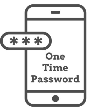 Şifreli parola doğrulamalı sahte telefon. İki Faktör Yetkilendirmesi veya Çok Katlı Yetkilendirme veya Bir Zamanlık OTP simgesi.