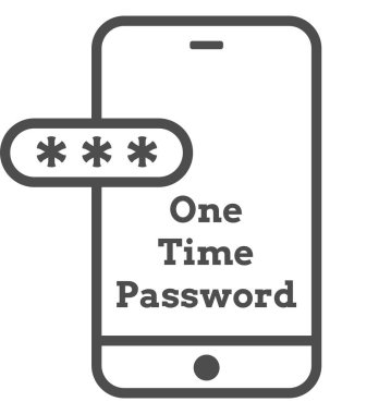 Şifreli parola doğrulamalı sahte telefon. İki Faktör Yetkilendirmesi veya Çok Katlı Yetkilendirme veya Bir Zamanlık OTP simgesi.