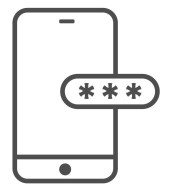 Şifreli parola doğrulamalı sahte telefon. İki Faktör Yetkilendirmesi veya Çok Katlı Yetkilendirme veya Bir Zamanlık OTP simgesi.