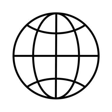Dünya Çapında Ağ. Basit Satır Küre Simgesi vektör illüstrasyonu