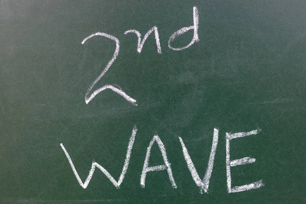 Coronavirus Second Wave Black Board Written Chalk — Stock Photo, Image