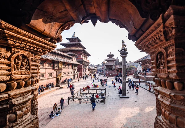 Katmandu Nepal Luty 2021 Starożytna Świątynia Stupa Placu Patan Durbar — Zdjęcie stockowe