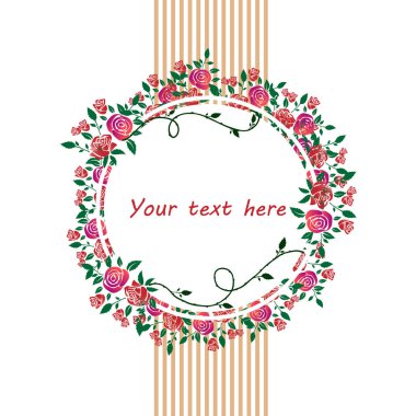 Çiçek çerçevesi. Çiçeklerin silueti. Çiçekli çelenkli güzel bir kart. Düğün davetiyesi ve diğer tatillerin parlak çizimi