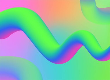 Yaratıcı tasarım 3D akış şekli. Sıvı dalga arkaplanı. Vektör illüstrasyonu
