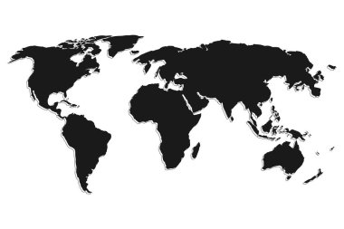 Vektör dünyası haritası. Düz Dünya, web sitesi şablonu için harita şablonu, yıllık rapor, bilgi. Küre benzer bir dünya haritası simgesidir.