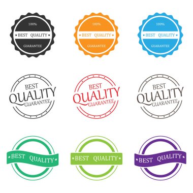 En kaliteli pullar, çıkartmalar vektör illüstrasyon koleksiyonu. Pul sertifikasının değeri