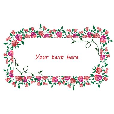 Çiçek çerçevesi. Çiçeklerin silueti. Çiçekli çelenkli güzel bir kart. Düğün davetiyesi ve diğer tatillerin parlak çizimi