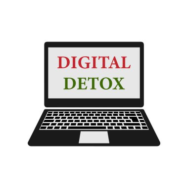  İnternet bağımlılığı ve dijital detoksifikasyon kavramı, renkli vektör illüstrasyonu