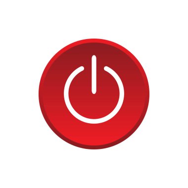  Elektrik kesintisi ya da düğme simgesinin gücü beyaz arkaplanda izole edilmiş modern düğme tasarımı kırmızı sembol. Vektör EPS 10.