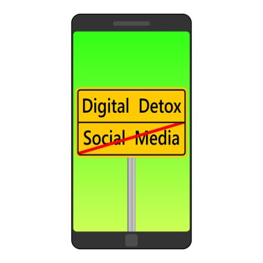  İnternet bağımlılığı ve dijital detoksifikasyon kavramı, renkli vektör illüstrasyonu