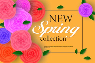 Çevrimiçi mağazalar, promosyonlar, dergiler ve web siteleri için kağıt çiçekli bahar afişi. Vektör illüstrasyonu