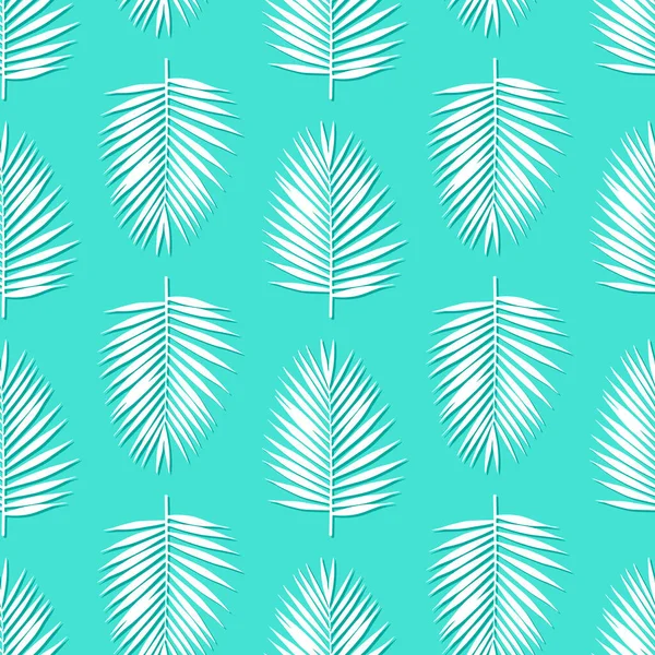 Feuilles Palmier Blanc Sur Fond Bleu Exotique Tropical Hawaï Motif — Image vectorielle