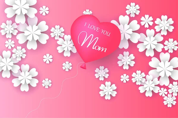 Tarjeta Felicitación Del Día Madre Feliz Con Hermosas Flores Ilustración — Vector de stock