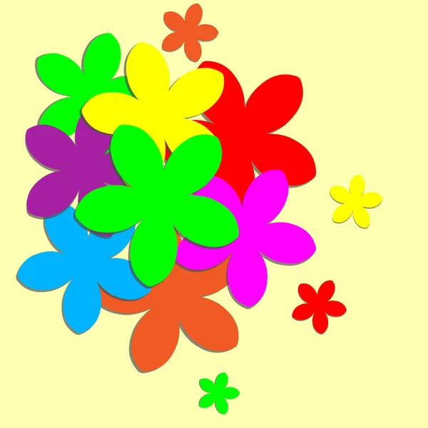 Ilustración Vectorial Flores Papel Colores Aisladas Sobre Fondo Delicado — Vector de stock