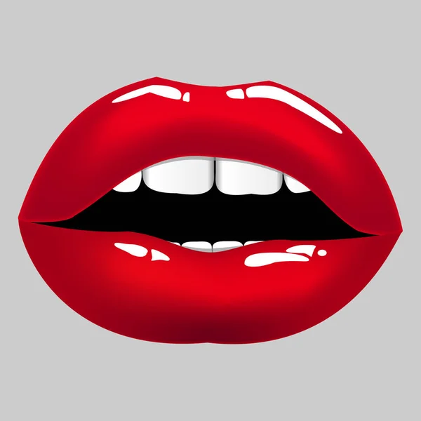 Ilustración Vectorial Colorida Labios Rojos Separados — Vector de stock