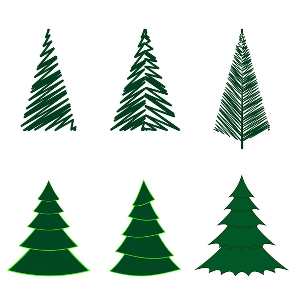 Ensemble Arbres Noël Isolés Sur Fond Blanc Illustration Vectorielle — Image vectorielle