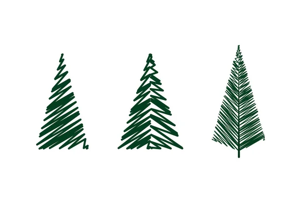 Ensemble Arbres Noël Isolés Sur Fond Blanc Illustration Vectorielle — Image vectorielle