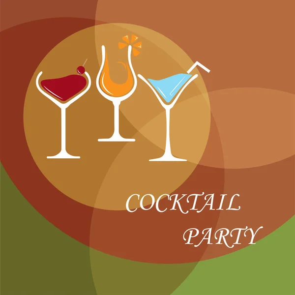 Party Glasses Cocktails Colored Background — Stock Vector