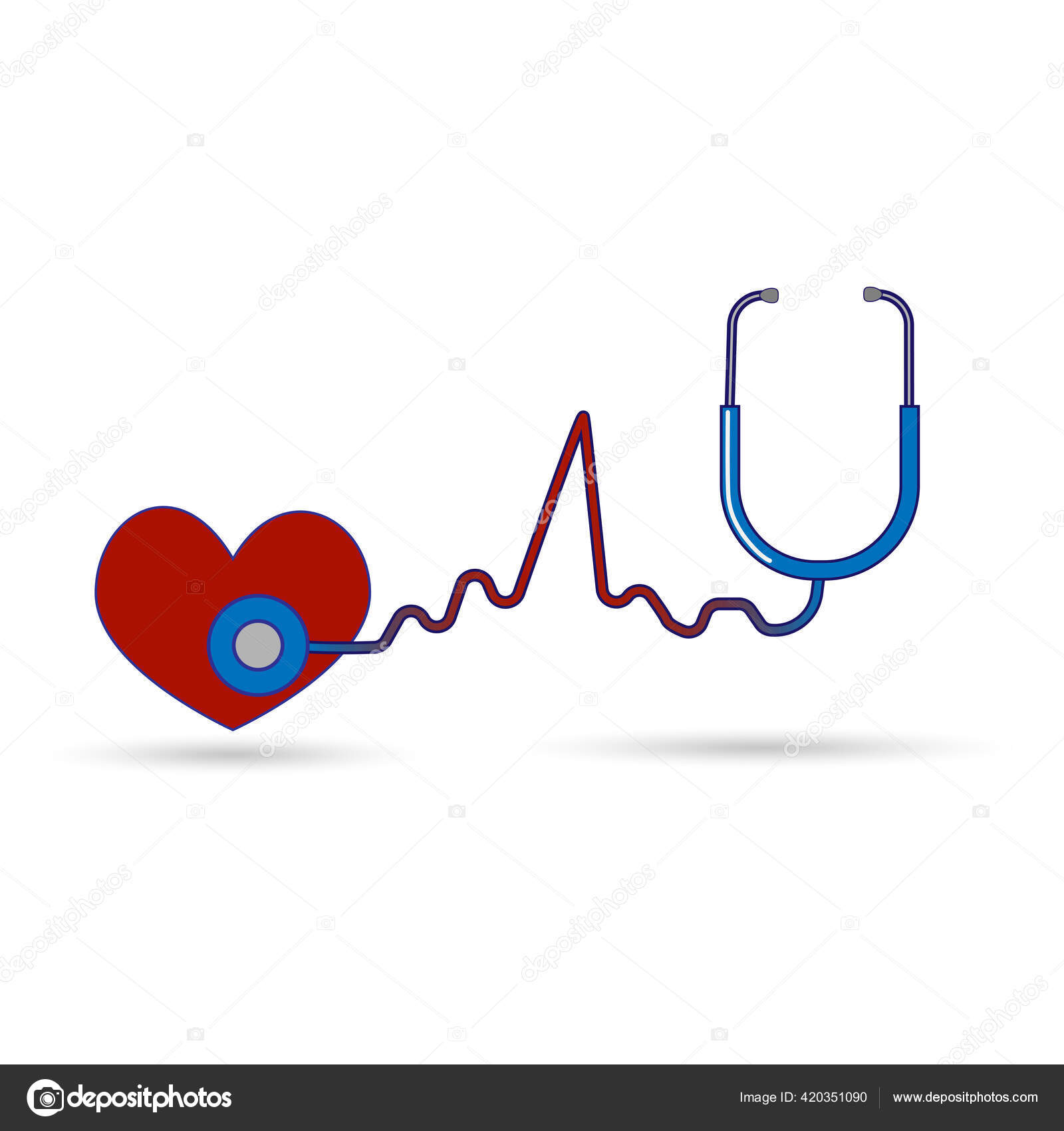 Stethoscope Heartbeat Vector Illustration Stock Vector Image by
